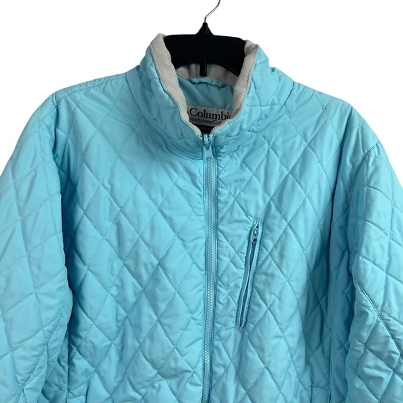 Columbia Interchange Womens Jacket Lined Quilted Mock Neck Blue XL - Picture 2 of 10